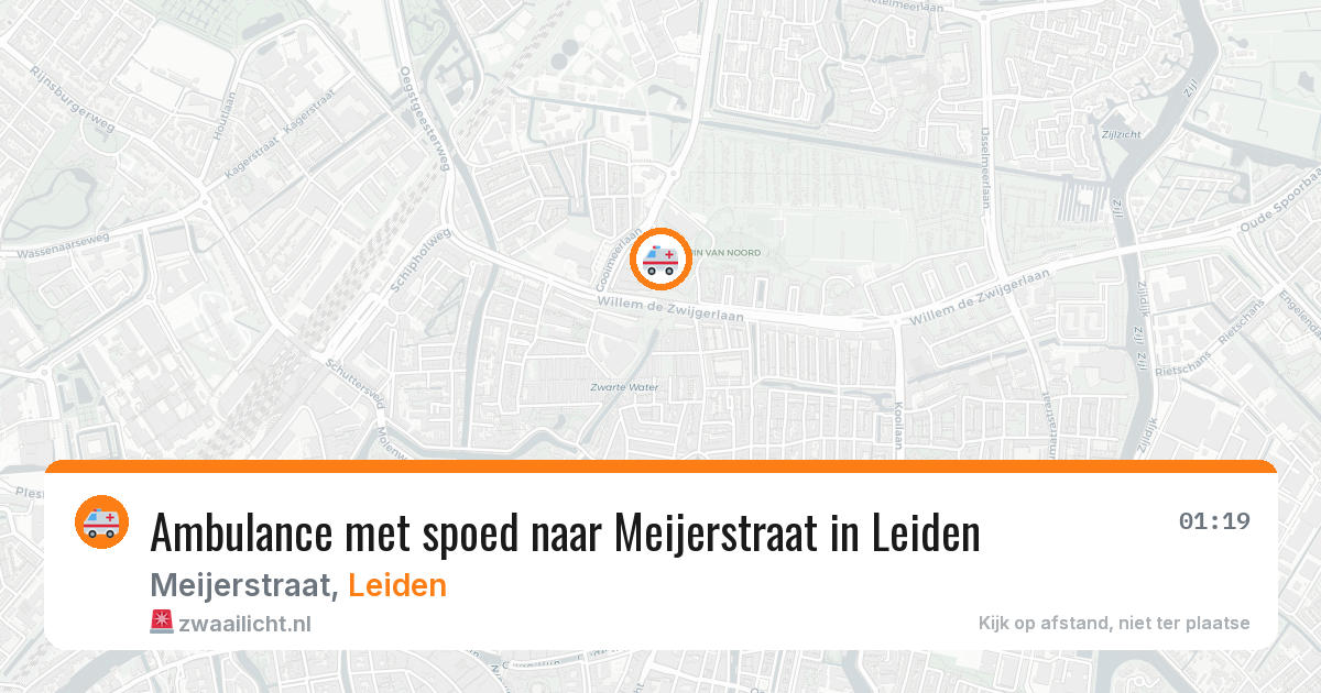 Ambulance met spoed naar Meijerstraat in Leiden — 19 jun 2026