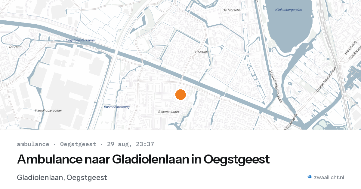 Ambulance naar Gladiolenlaan in Oegstgeest — 29 aug 2026