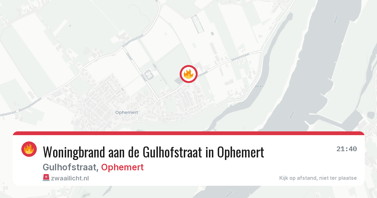 Woningbrand aan de Gulhofstraat in Ophemert — 14 mrt 2026