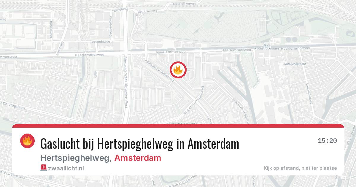 Gaslucht bij Hertspieghelweg in Amsterdam — 24 jun 2026