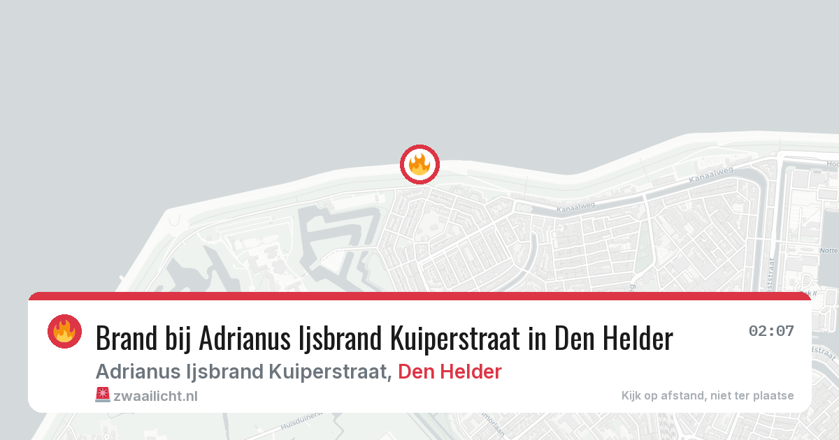 Brand bij Adrianus Ijsbrand Kuiperstraat in Den Helder — 8 jul 2026