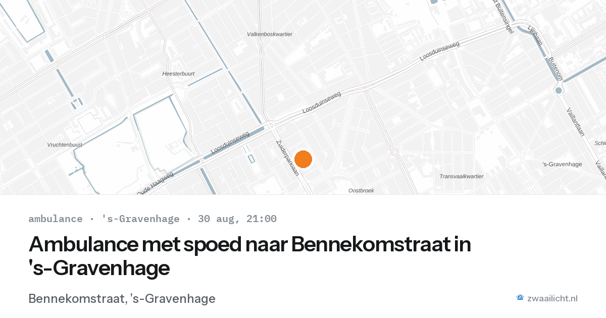 Ambulance met spoed naar Bennekomstraat in 's-Gravenhage — 30 aug 2026