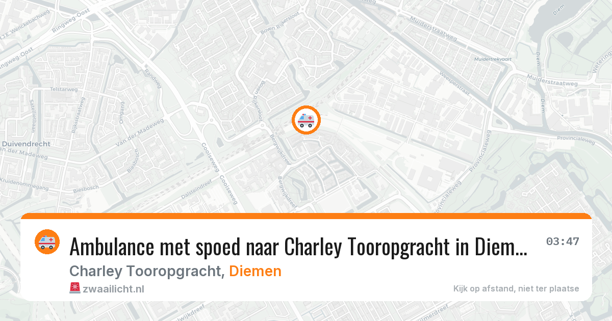 Ambulance met spoed naar Charley Tooropgracht in Diemen — 30 mei 2026