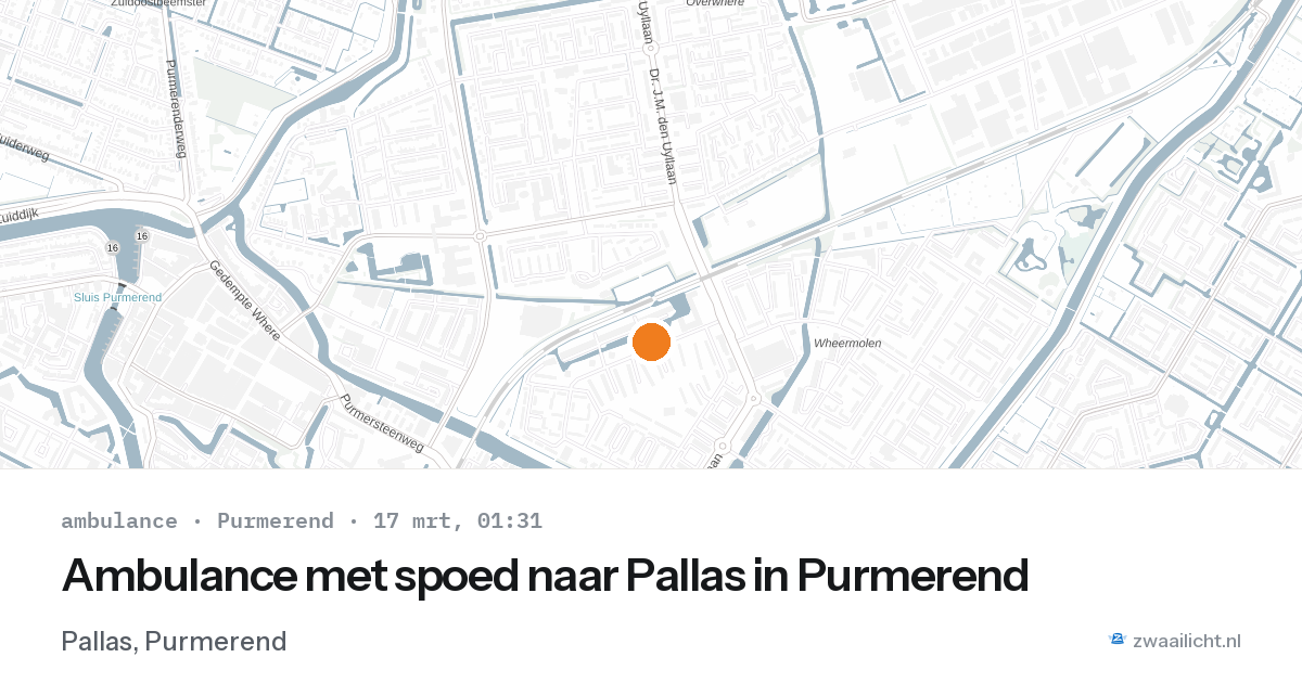 Ambulance met spoed naar Pallas in Purmerend — 17 mrt 2026