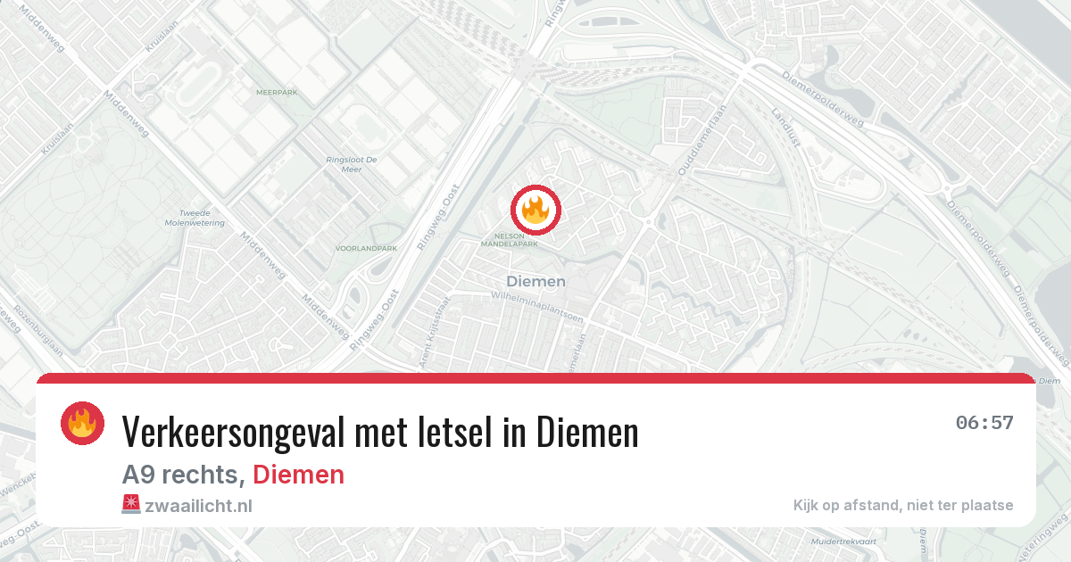 Verkeersongeval met letsel in Diemen — 22 apr 2026