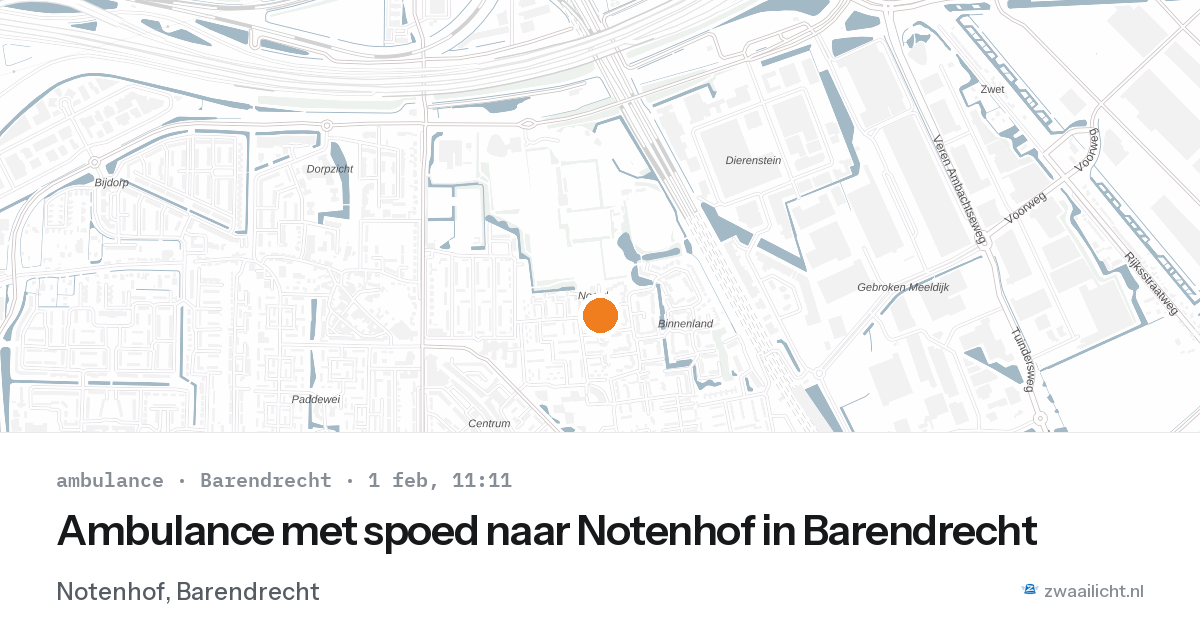 Ambulance met spoed naar Notenhof in Barendrecht — 1 feb 2026