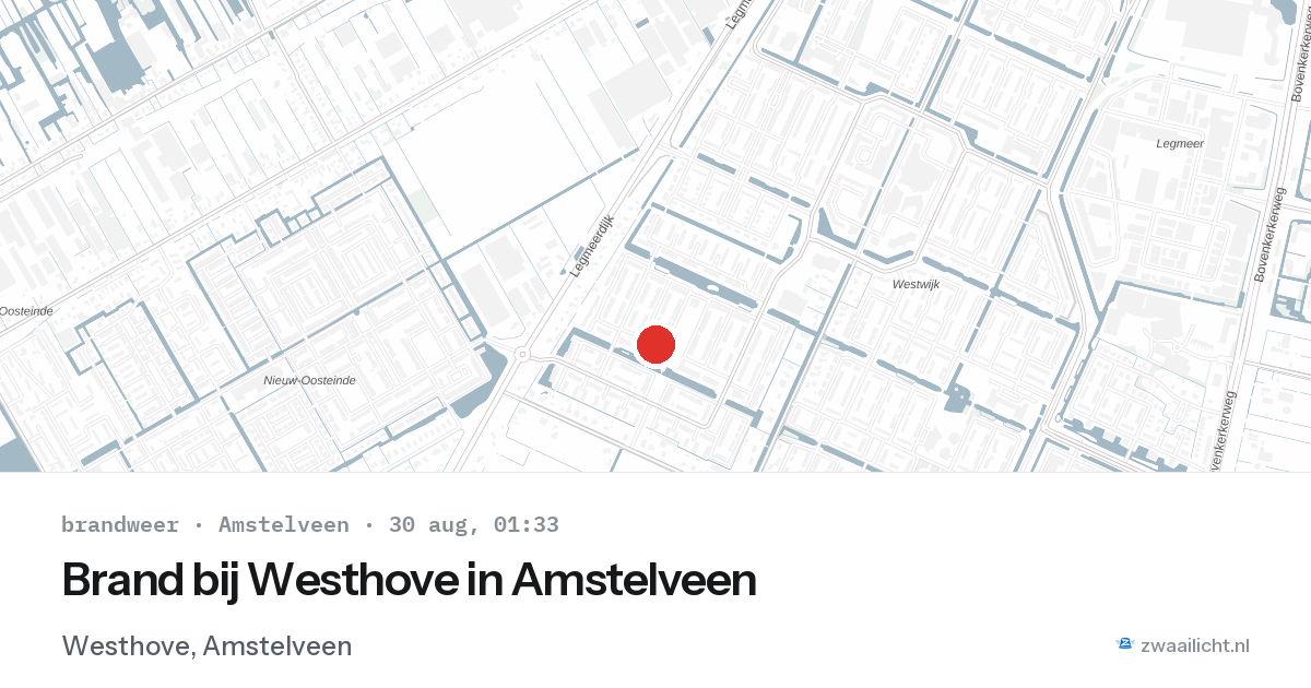 Brand bij Westhove in Amstelveen — 29 aug 2026