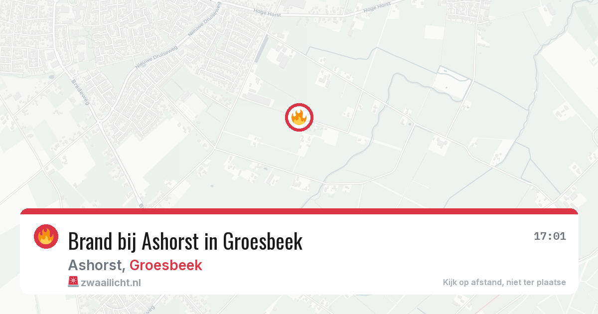 Brand bij Ashorst in Groesbeek — 6 aug 2026