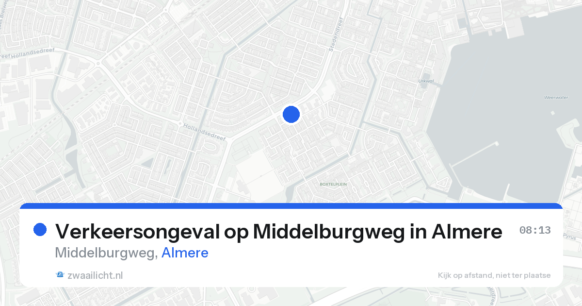 Verkeersongeval op Middelburgweg in Almere — 25 aug 2026