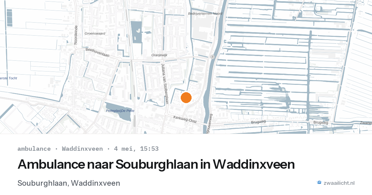 Ambulance naar Souburghlaan in Waddinxveen — 4 mei 2026