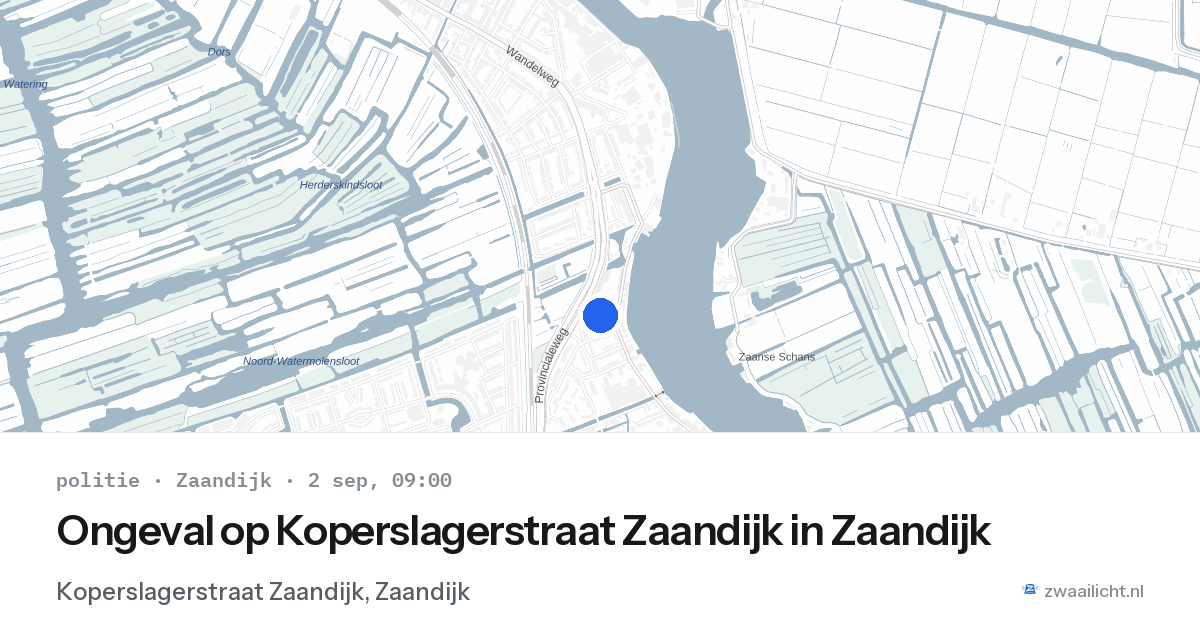 Ongeval op Koperslagerstraat Zaandijk in Zaandijk — 2 sep 2026