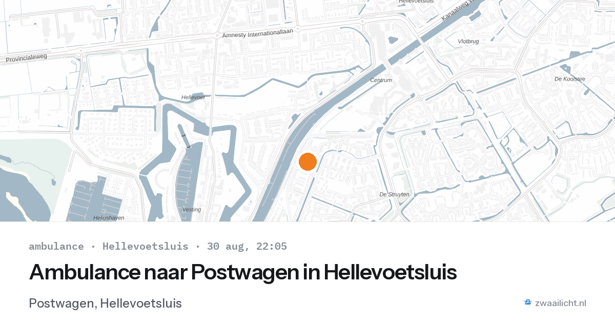 Ambulance naar Postwagen in Hellevoetsluis — 30 aug 2026