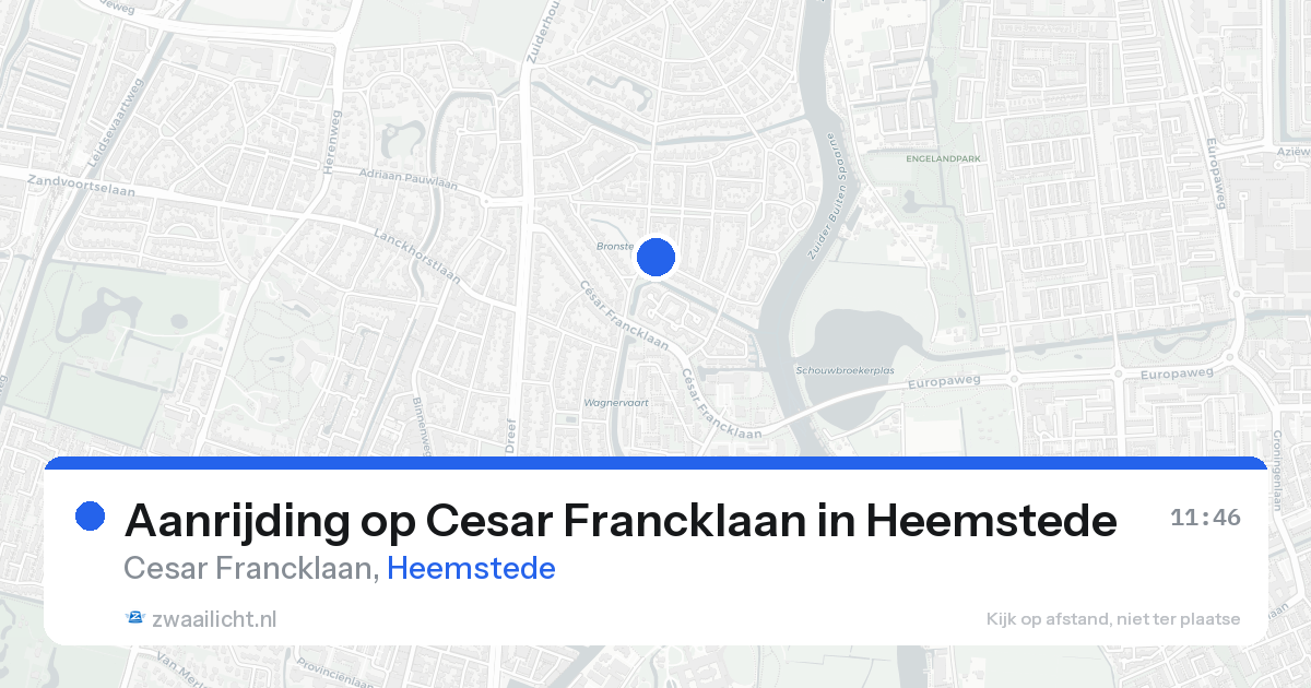 Aanrijding op Cesar Francklaan in Heemstede — 17 aug 2026