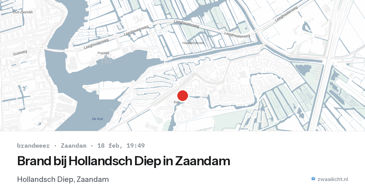 Brand bij Hollandsch Diep in Zaandam — 18 feb 2026