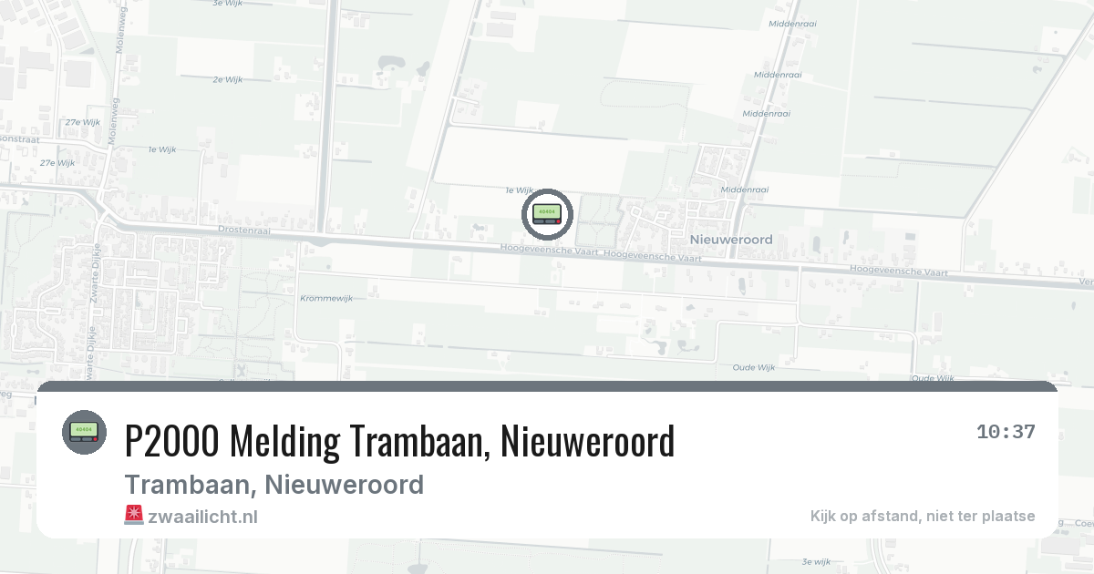 P2000 Melding Trambaan, Nieuweroord — 7 mrt 2026