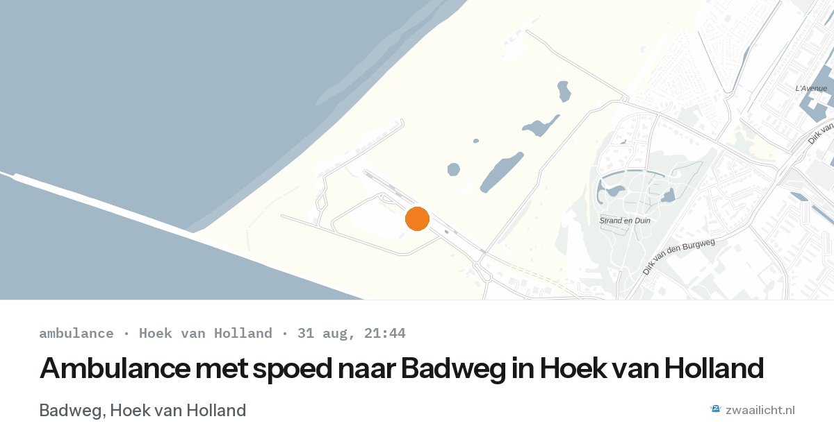 Ambulance met spoed naar Badweg in Hoek van Holland — 31 aug 2026