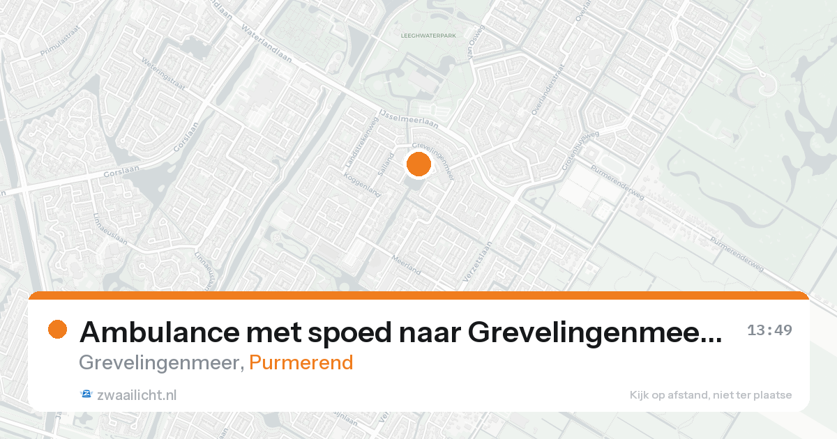 Ambulance met spoed naar Grevelingenmeer in Purmerend — 20 mei 2026