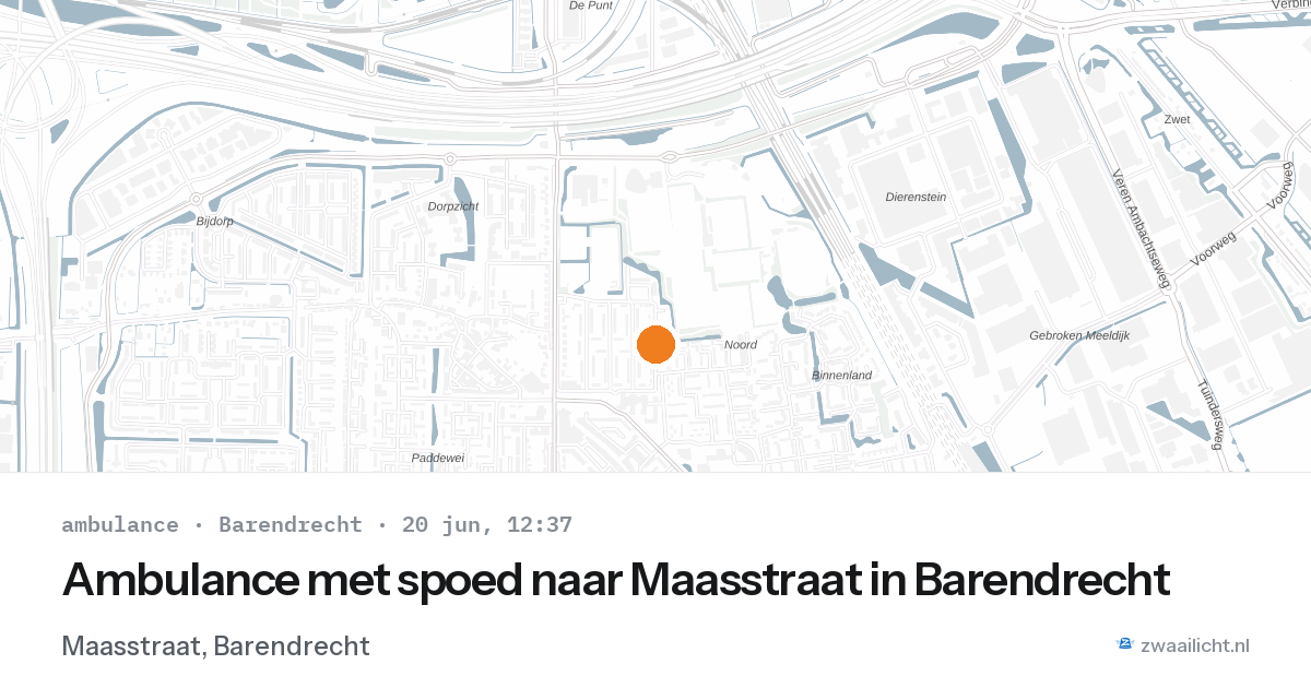 Ambulance met spoed naar Maasstraat in Barendrecht — 20 jun 2026
