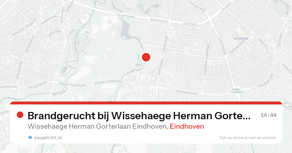 Brandgerucht bij Wissehaege Herman Gorterlaan Eindhoven in Eindhoven — 17 aug 2026