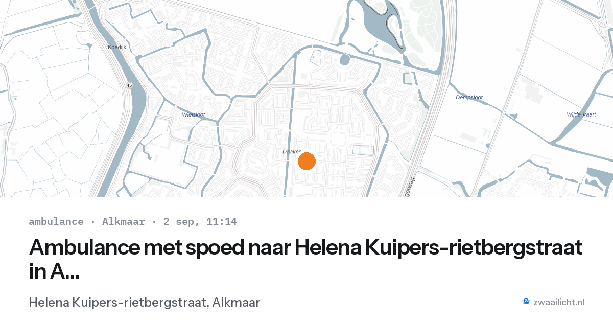 Ambulance met spoed naar Helena Kuipers-rietbergstraat in Alkmaar — 2 sep 2026