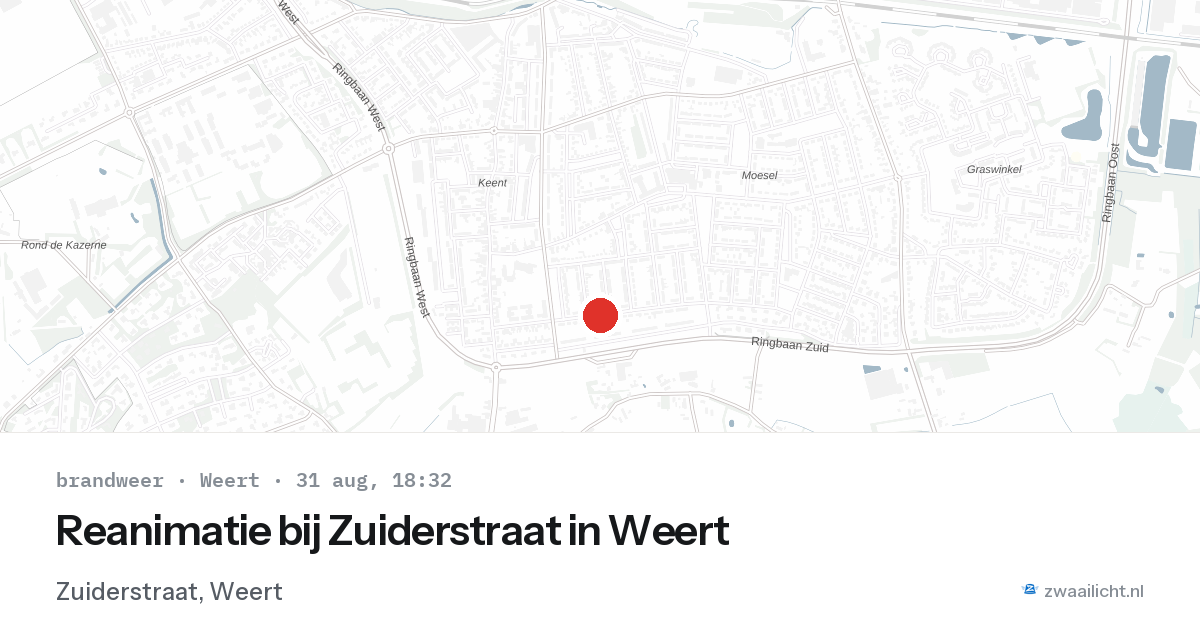 Reanimatie bij Zuiderstraat in Weert — 31 aug 2026