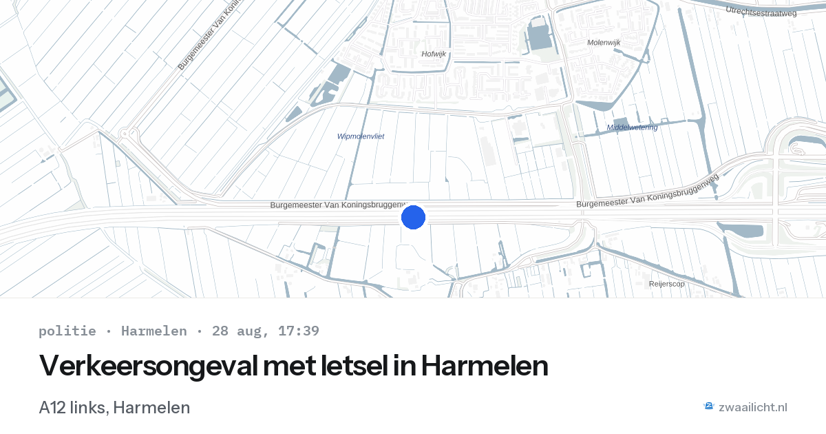 Verkeersongeval met letsel in Harmelen — 28 aug 2026