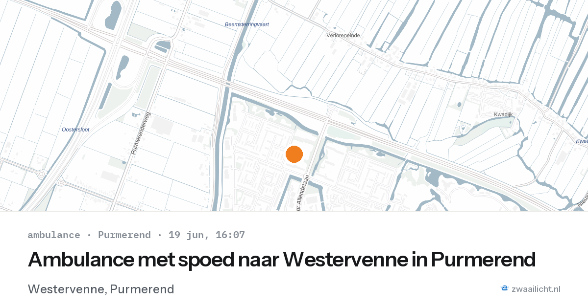 Ambulance met spoed naar Westervenne in Purmerend — 19 jun 2026