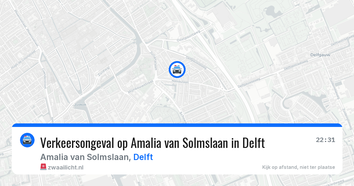 Verkeersongeval op Amalia van Solmslaan in Delft — 17 jun 2026