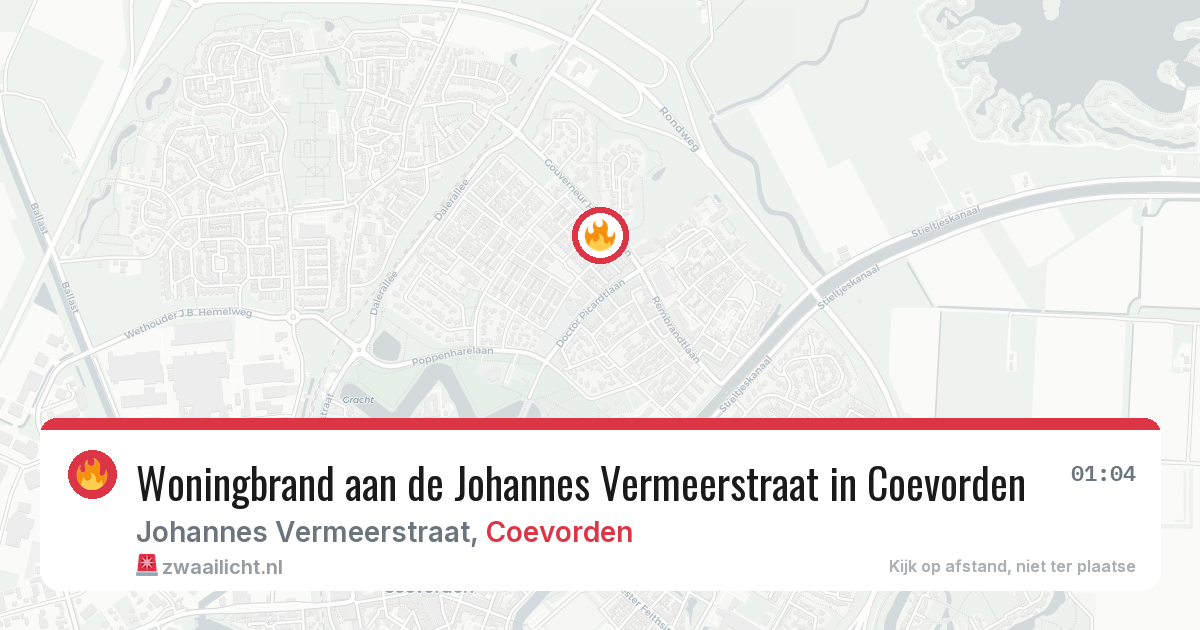 Woningbrand aan de Johannes Vermeerstraat in Coevorden — 7 aug 2026