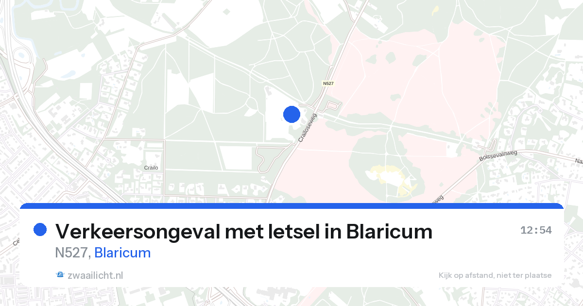 Verkeersongeval met letsel in Blaricum — 28 aug 2026