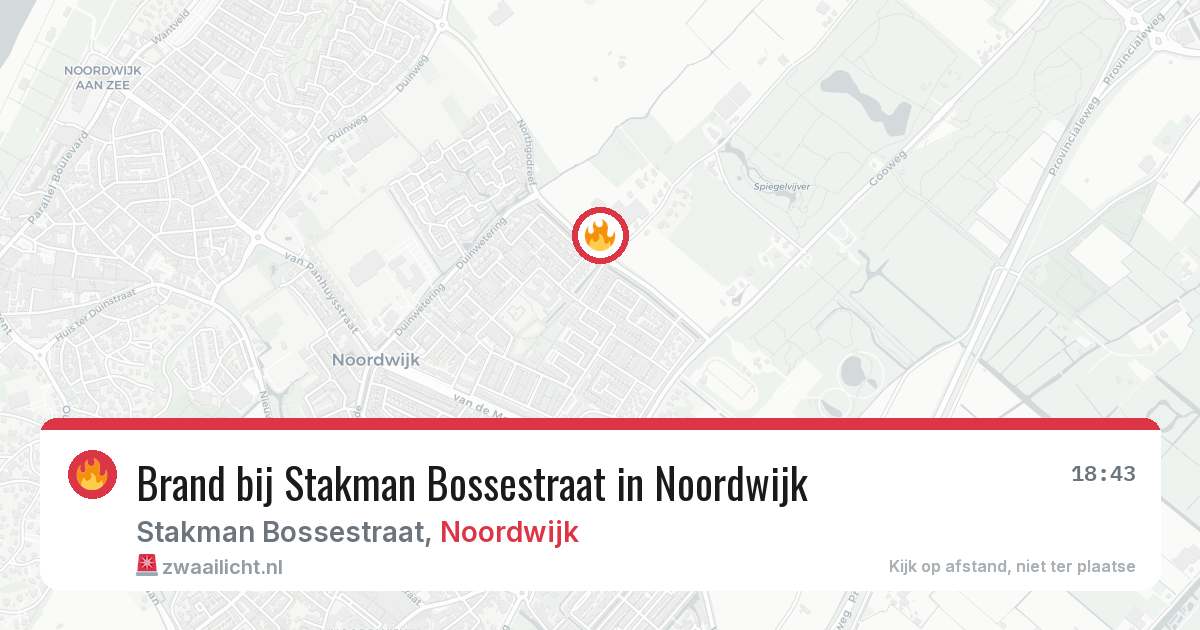 Brand bij Stakman Bossestraat in Noordwijk — 1 jul 2026