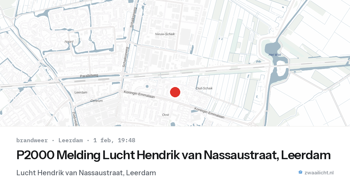P2000 Melding Lucht Hendrik van Nassaustraat, Leerdam — 1 feb 2026