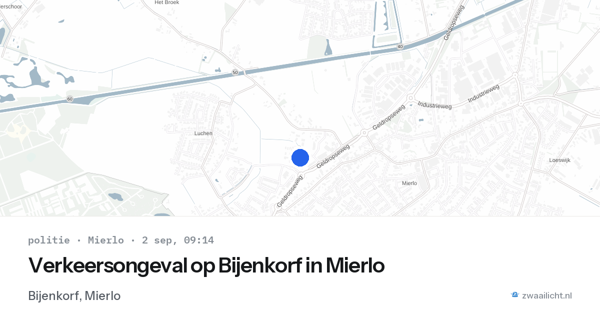 Verkeersongeval op Bijenkorf in Mierlo — 2 sep 2026