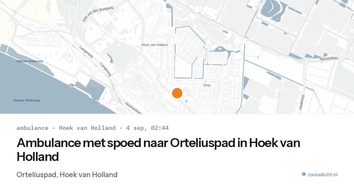 Ambulance met spoed naar Orteliuspad in Hoek van Holland — 4 sep 2026