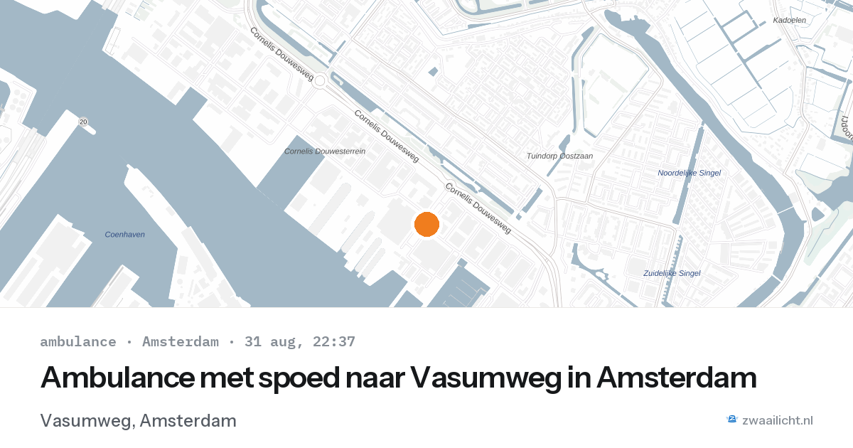 Ambulance met spoed naar Vasumweg in Amsterdam — 31 aug 2026