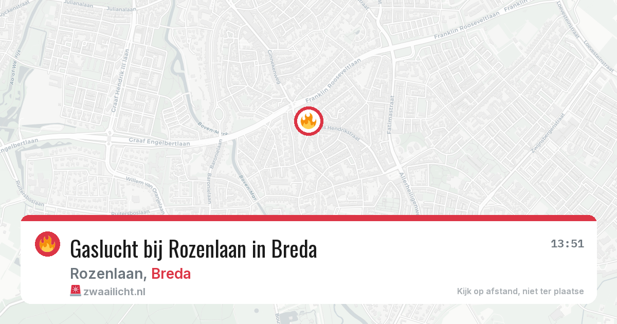 Gaslucht bij Rozenlaan in Breda — 10 jun 2026