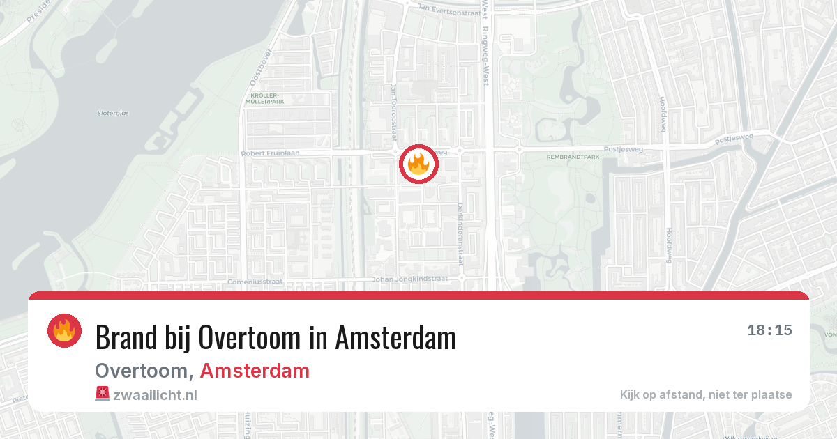 Brand bij Overtoom in Amsterdam — 13 jun 2026
