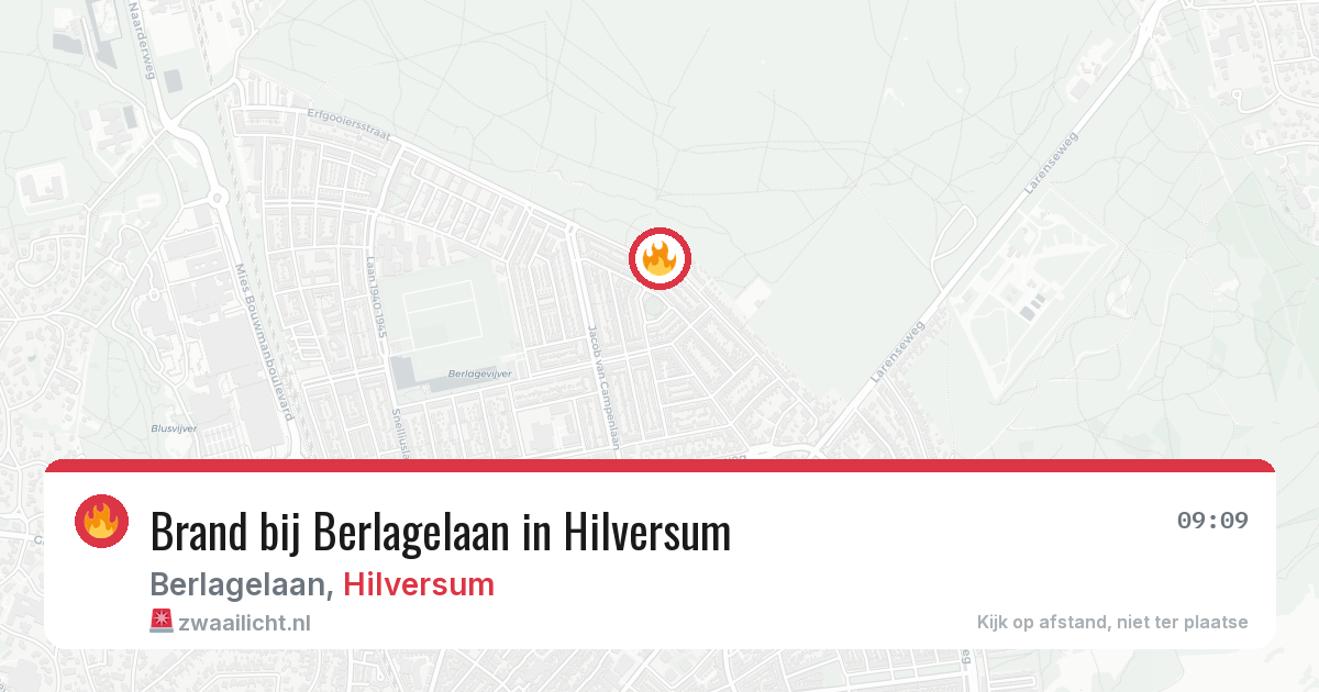 Brand bij Berlagelaan in Hilversum — 9 jul 2026