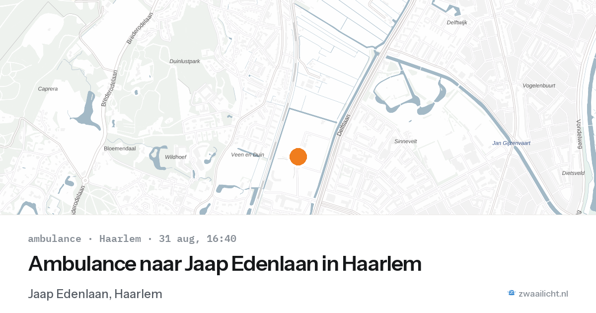 Ambulance naar Jaap Edenlaan in Haarlem — 31 aug 2026
