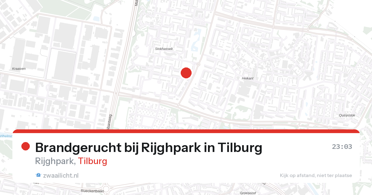 Brandgerucht bij Rijghpark in Tilburg — 27 aug 2026