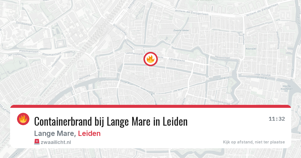 Containerbrand bij Lange Mare in Leiden — 12 mrt 2026