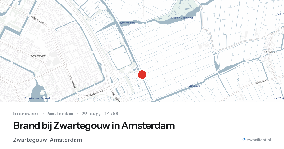 Brand bij Zwartegouw in Amsterdam — 29 aug 2026