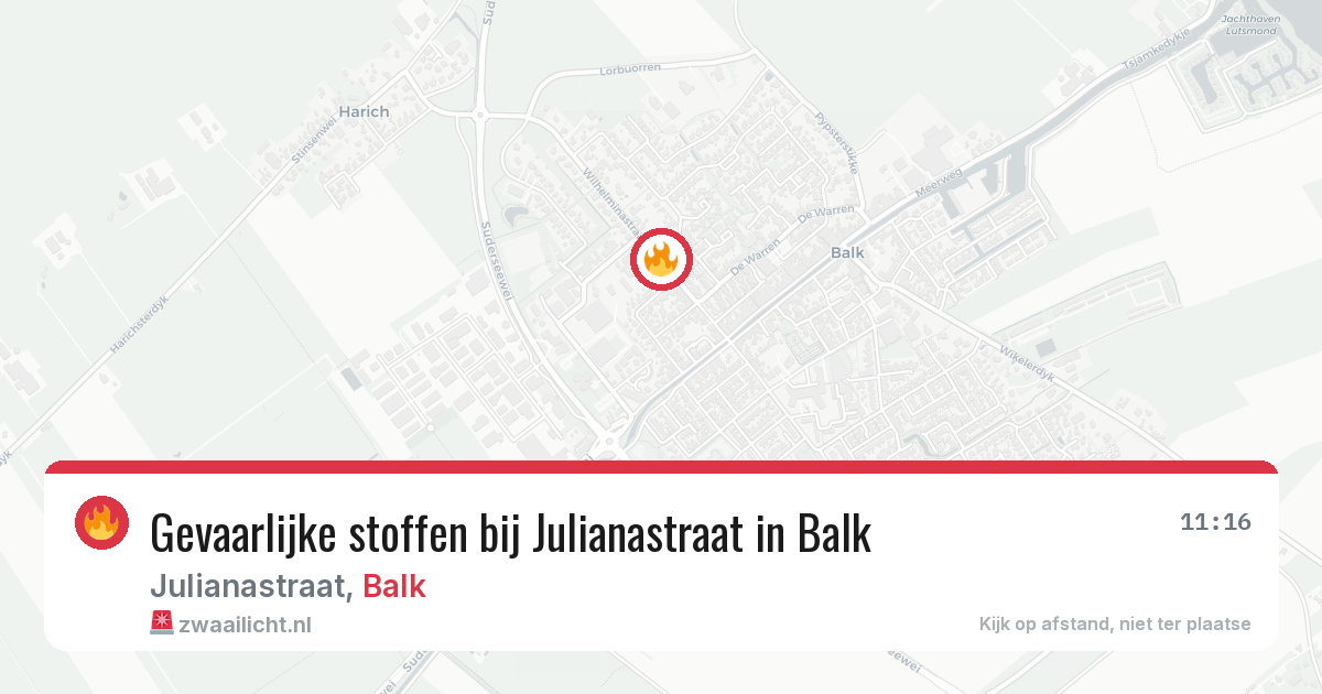 Gevaarlijke stoffen bij Julianastraat in Balk — 1 jun 2026