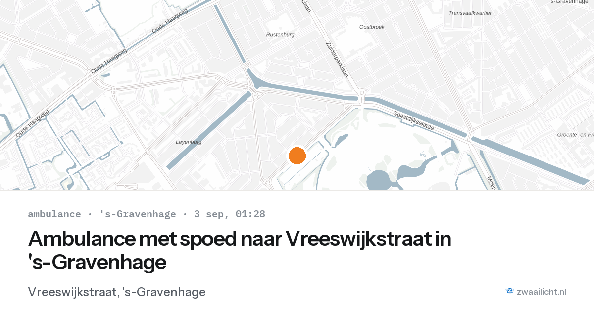 Ambulance met spoed naar Vreeswijkstraat in 's-Gravenhage — 2 sep 2026