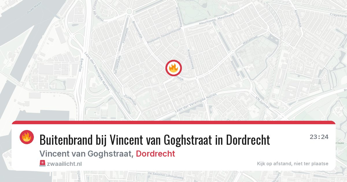 Buitenbrand bij Vincent van Goghstraat in Dordrecht — 18 jul 2026