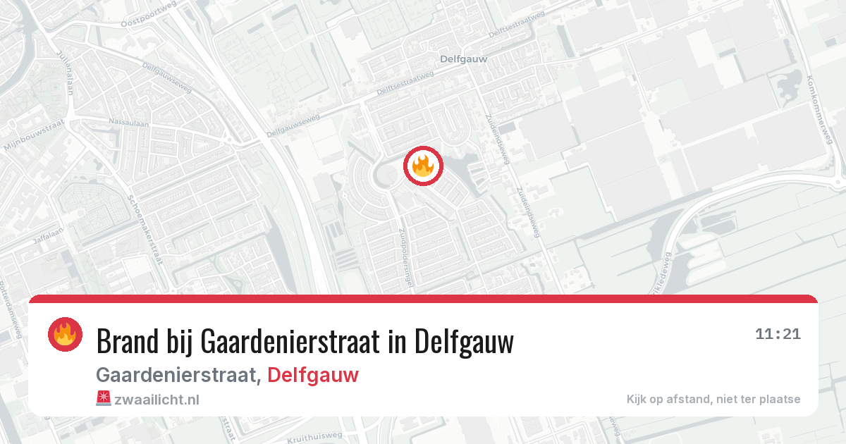 Brand bij Gaardenierstraat in Delfgauw — 21 mrt 2026