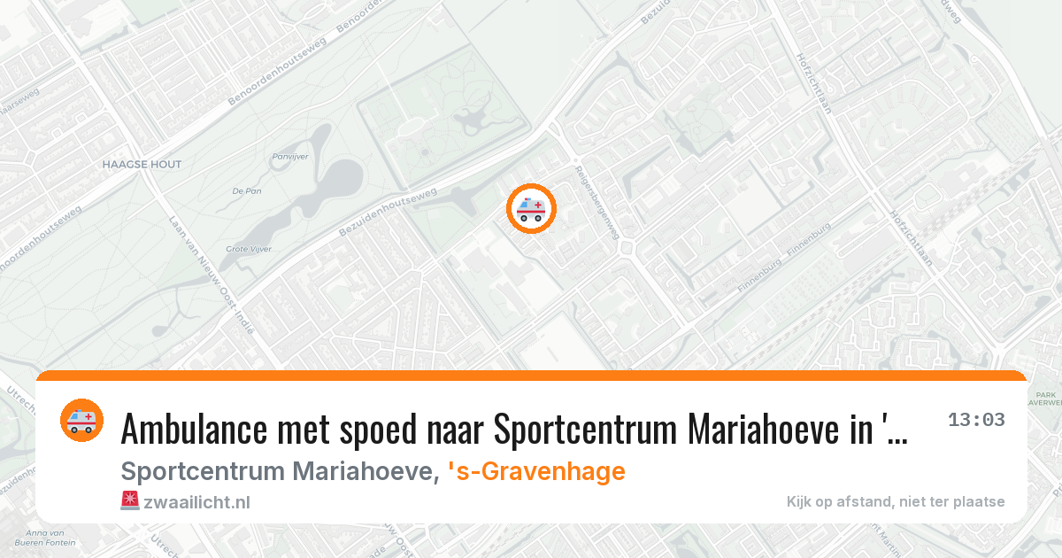 Ambulance met spoed naar Sportcentrum Mariahoeve in 's-Gravenhage — 28 jun 2026