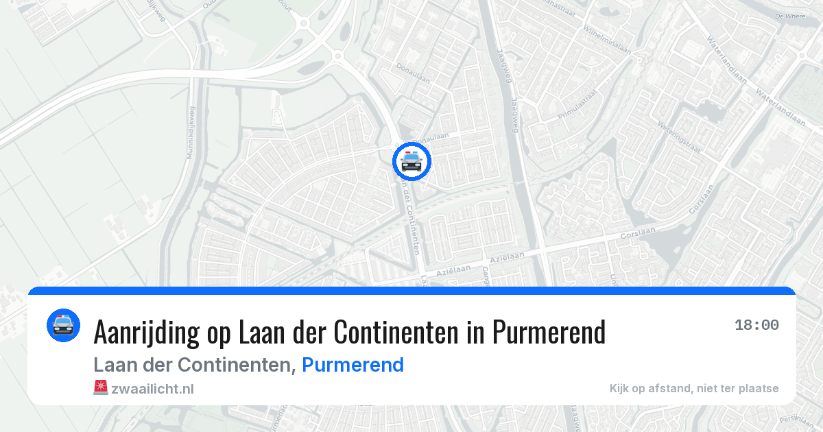 Aanrijding op Laan der Continenten in Purmerend — 25 jun 2026