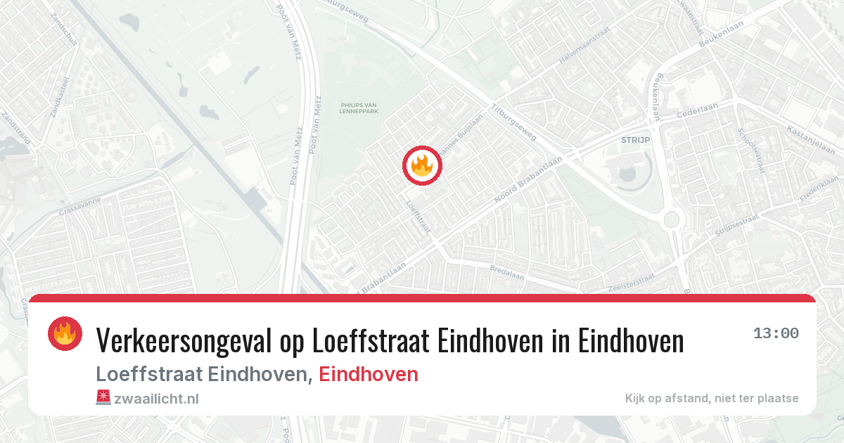Verkeersongeval op Loeffstraat Eindhoven in Eindhoven — 13 mrt 2026