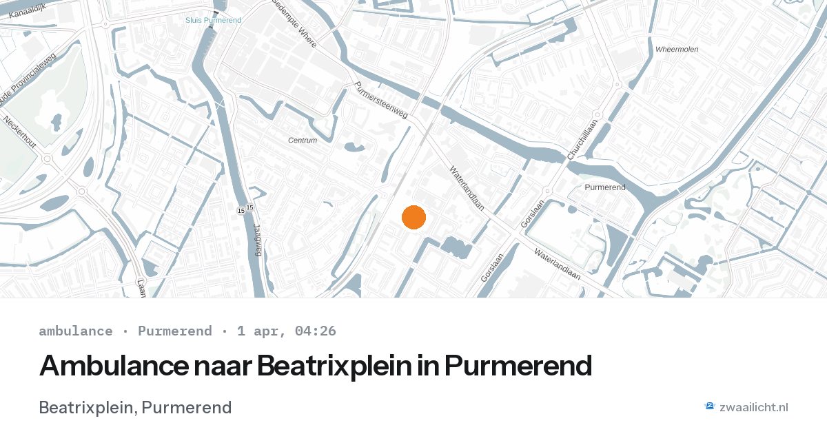 Ambulance naar Beatrixplein in Purmerend — 1 apr 2026